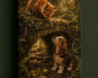 Enchanted Fox and Hound Painting Matte Canvas