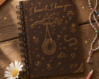 Lo sabía, te conocía. Cuaderno de espiral / Textura de cuero con detalles dorados.
