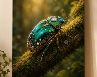 Emerald Jewel Beetle Matte Canvas