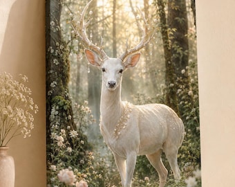 Ethereal White Doe Portrait Matte Canvas