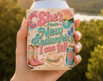 Ella es de New Braunfels, puedo decirlo Funda enfriadora de latas / Enfriador retro