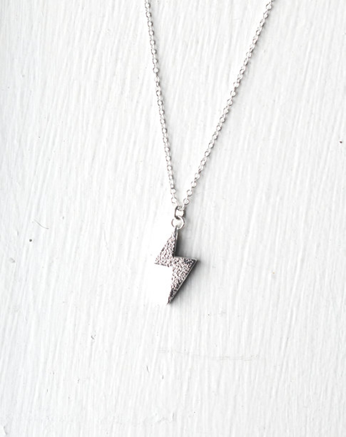 Lightening Bolt Necklace All in Sterling Silver Charm Etsy