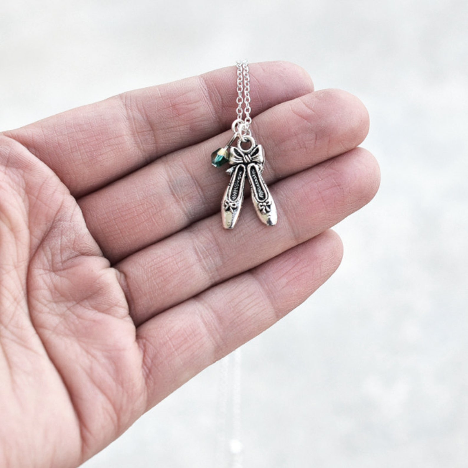 ballerina shoes necklace- custom birthstone jewelry- sterling silver or silver tone chain- ballet, dance, pink, love, girl- daug ballerina shoes necklace- custom birthstone jewelry- sterling silver or silver tone chain- ballet, dance, pink, love, girl- daug