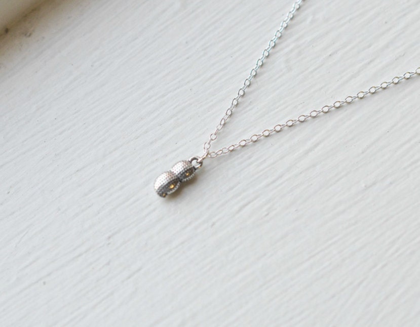 Tiny Peanut Necklace Silver Charm Jewelry Baseball Game | Etsy