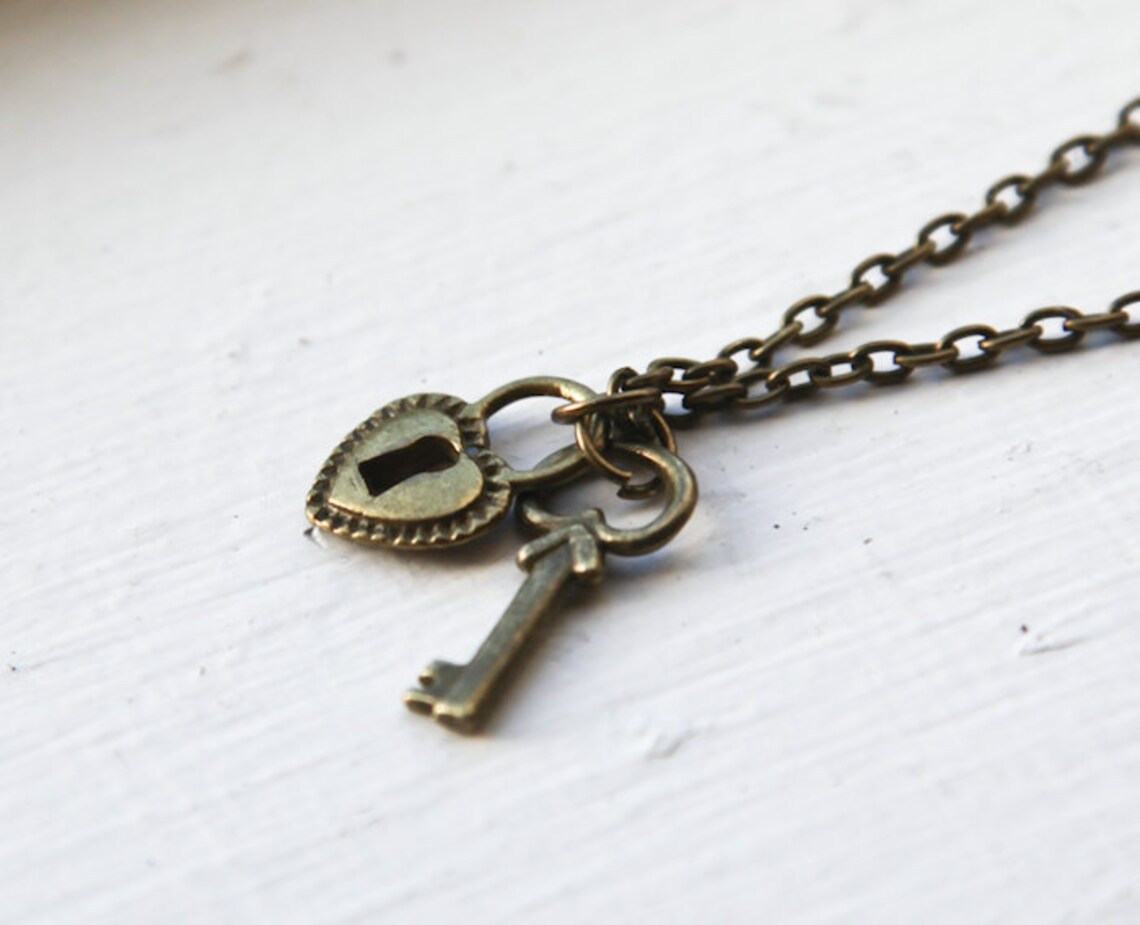 Key & Lock Necklace Friendship Love Heart Key Chain Best Etsy