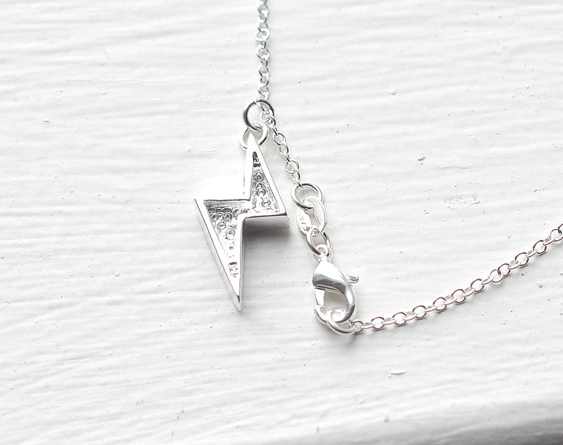 Lightening Bolt Necklace All in Sterling Silver Charm Etsy