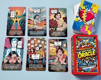 Jeu de cartes Réveillez votre véritable Oracle, 72 cartes Oracle pop moderne, amusantes et colorées cartes divinatoires pour débutants et passionnés