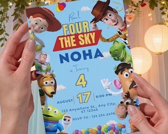 Toy Story Reach For The Sky Birthday Invitation(Digital Download),Toy Story 4th Birthday Theme Invite, 5x7 CANVA Template
