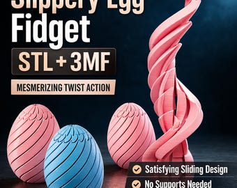 Ovo Escorregadio Anti-Stress em STL | Brinquedo Sensorial Imprimível em 3D | Brinquedo Anti-Stress para Mesa 3MF | Arquivo de Ovo Satisfatório | Download Digital para Impressão 3D | Brinquedo Anti-Stress para TDAH