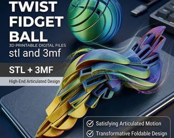 Twist Fidget Ball STL | 3D Printable Sensory Toy | Desk Fidget 3MF | Articulated Ball File | Digital Download 3D Print | ADHD Toy