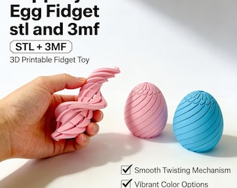 Ovo Escorregadio Anti-Stress em STL | Brinquedo Sensorial Imprimível em 3D | Brinquedo Anti-Stress para Mesa 3MF | Arquivo de Ovo Satisfatório | Download Digital para Impressão 3D | Brinquedo Anti-Stress para TDAH