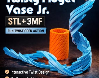 Vaso Giratório Anti-Stress Jr. STL | Decoração Sensorial Imprimível em 3D | Brinquedo Anti-Stress de Mesa 3MF | Arquivo de Mini Vaso Articulado | Download Digital para Impressão 3D