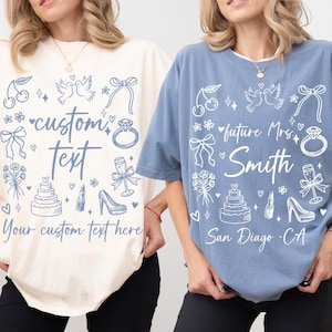 Comfort Colors® Custom Bride T-Shirt, Personalized Bachelorette Party Shirt, Future Mrs Shirt, Custom Bridal Shower Shirt, Bride To Be Gift