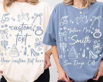 Comfort Colors® Custom Bride T-Shirt, Personalized Bachelorette Party Shirt, Future Mrs Shirt, Custom Bridal Shower Shirt, Bride To Be Gift