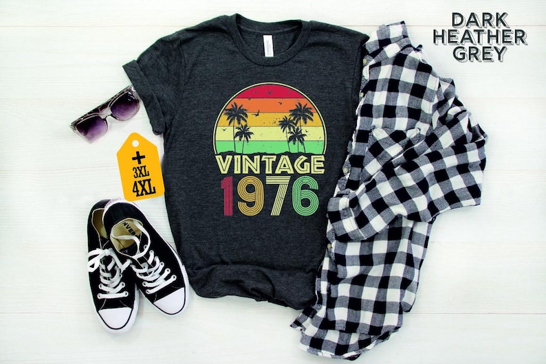 Vintage 1976 Shirt, Retro 1976 Birthday Tee, Classic 1976 Birthday Gift, 1976 Palm Sunset Vintage Shirt, 1976 Birthday Tee bild 6