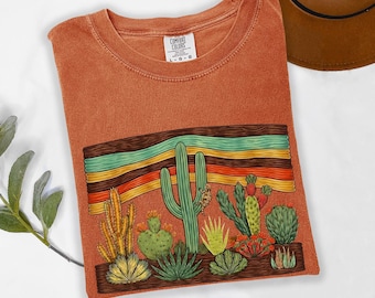 Comfort Colors® Desert Cactus Shirt, Southwest Cactus Tee, Boho Western Shirt, Arizona Desert Graphic Tee, Retro Desert Shirt