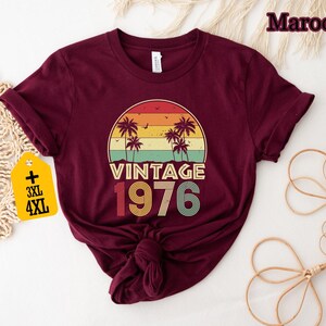 Vintage 1976 Shirt, Retro 1976 Birthday Tee, Classic 1976 Birthday Gift, 1976 Palm Sunset Vintage Shirt, 1976 Birthday Tee bild 3