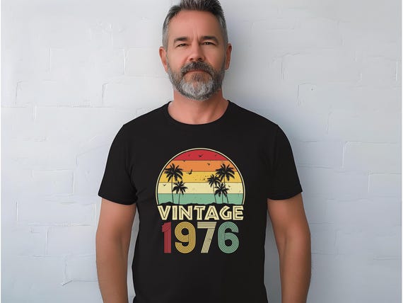 Vintage 1976 Shirt, Retro 1976 Birthday Tee, Classic 1976 Birthday Gift, 1976 Palm Sunset Vintage Shirt, 1976 Birthday Tee