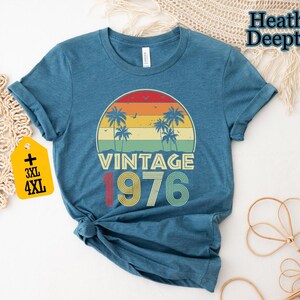 Vintage 1976 Shirt, Retro 1976 Birthday Tee, Classic 1976 Birthday Gift, 1976 Palm Sunset Vintage Shirt, 1976 Birthday Tee bild 4