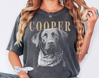 Comfort Colors® Custom Pet Photo Shirt, Personalized Dog Portrait Tee, Pet Memorial Shirt, Custom Dog Picture Shirt, Pet Lover Gift