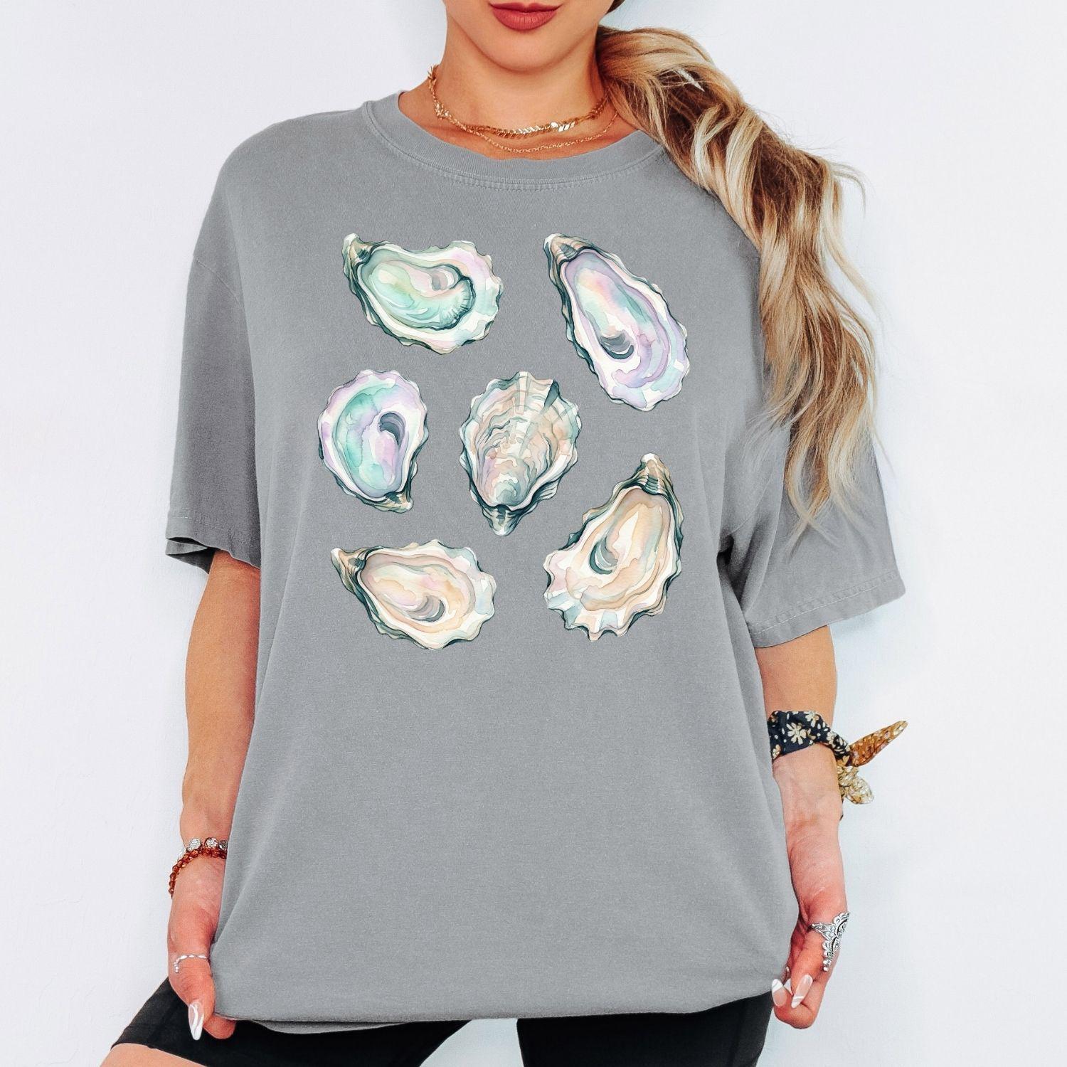 Shell Style Shirt Comfort Colors® Oyster Shell Shirt, Coastal Sea Shell Tee, Beach Ocean ...