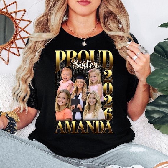 Bootleg Graduation Shirt 2026, Custom Photo Collage Shirt, Retro Rap Style Graduation T-Shirt, Proud Family Graduation Gift, Grad Shirt
