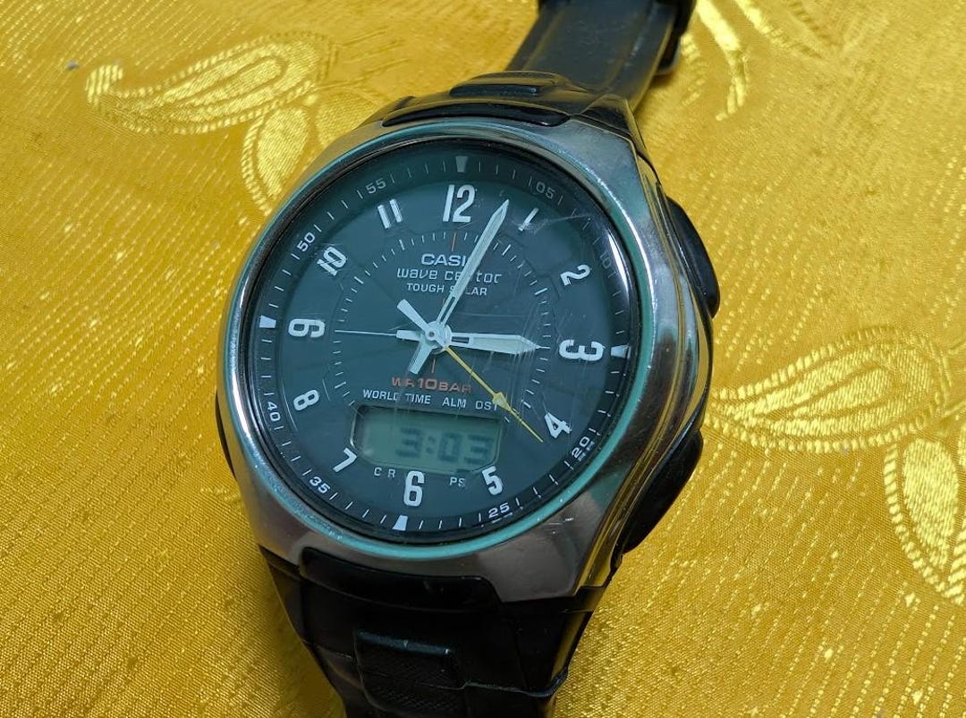 Casio Wave Ceptor WVA-430J Tough Solar World Time 42mm Vintage JDM