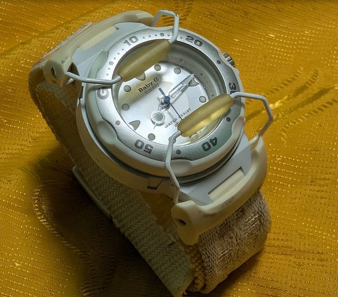 Rare Casio Baby-g BGR-20 Vintage White Watch Textile Strap 40mm Working ...