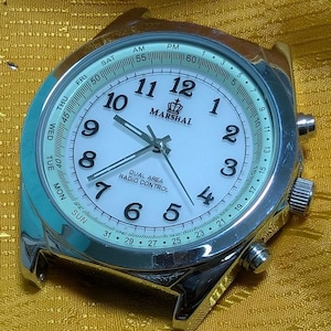 Marshal Dual Area Radio Control Watch Quartz Japan Vintage Multi Timezone. Pilot style.Classic Retro Men's Watch .CASE 39mm. NEW Battery.