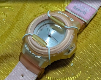 Reloj analógico vintage Casio Baby G BG 31 rosa, resistente a golpes, 10 bares, G Factory Baby G, reloj deportivo retro Y2K para mujer. Caja de batería nueva de 42 mm.