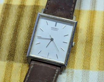 Vintage Seiko 7431 5360 Black Dial Men Quartz Watch Japan Square