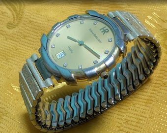 Reloj de cuarzo vintage Helena Rubinstein Ref. 1018, RARO, de 32 mm, con brazalete extensible para piezas o reparación. Fabricado en Suiza.