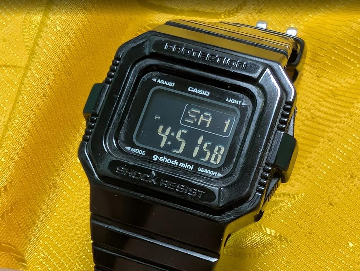 Vintage Casio G Shock Mini GMN 550 Black Digital Watch Retro Sport