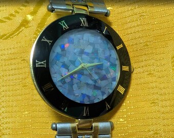 03652. Natural Australian Opal Watch: 32mm Citizen Quartz, Leather