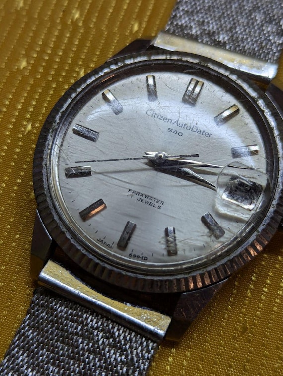 Rare Citizen Autodater 540 Parawater 17 Jewels Vintage Men Watch