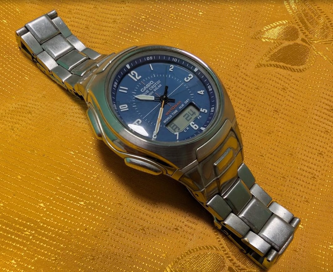 Vintage Casio Wave Ceptor WVA-430J Tough Solar Blue Dial Radio ...