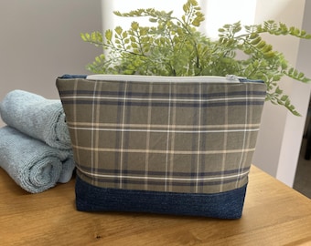 Upcycled Cotton Pouch for Cosmetics, Toiletries, Supplies, Travel, Toys and More