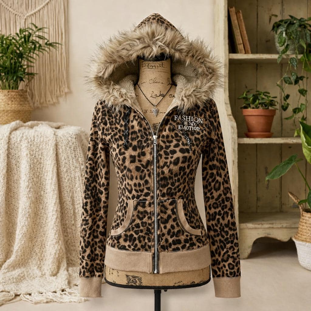Fur Hoodie Zip Y2k - Etsy