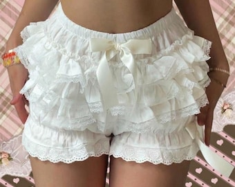 Coquette Ruffle Shorts – Y2K Gingham Bow Shorts for Women, Trendy Pinterest Style Summer Ruffle Pants