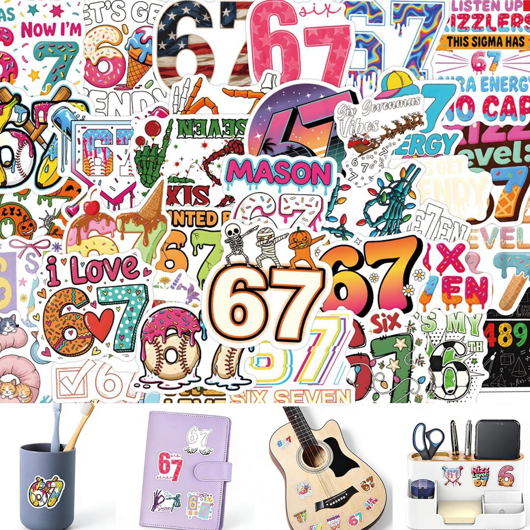 67 Kid Themed Sticker Sheets viral 67 Kid Party Favor Gift 6 7 Birthday 