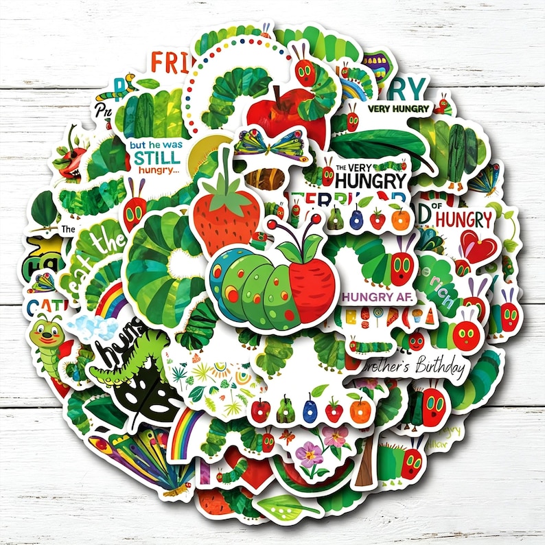 50+the Very Hungry Caterpillar Stickers Bundle,eric Carle Inspired ...