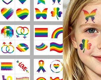 Rainbow Gay Pride Temporary Tattoo–Waterproof,Colorful Party Favors For Kid&Pride Events,LGBT Pride Temporary Tattoo, Pride Month Musthaves