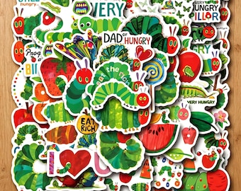 50+The Very Hungry Caterpillar Stickers Bundle,Eric Carle Inspired Stickers For Kids,Teachers,Scrapbooking,Journals & Water Bottles