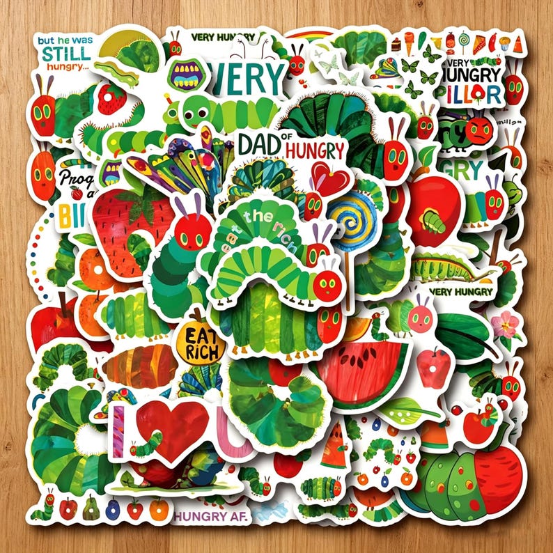 50+the Very Hungry Caterpillar Stickers Bundle,eric Carle Inspired ...