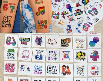 Ice Cream 67 Temporary Tattoo-Humorous 67 Party Tattoo Decoration,Party Favor,Tattoo Gift,Milestone Birthday,Interesting Party Decorations