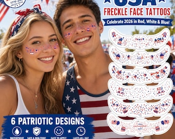 4th Of July Face Temporary Tattoos,Red White Blue Patriotic USA Flag Star Uncle S*m Hat Face Stickers,Independence Day USA Flag Eye Decals