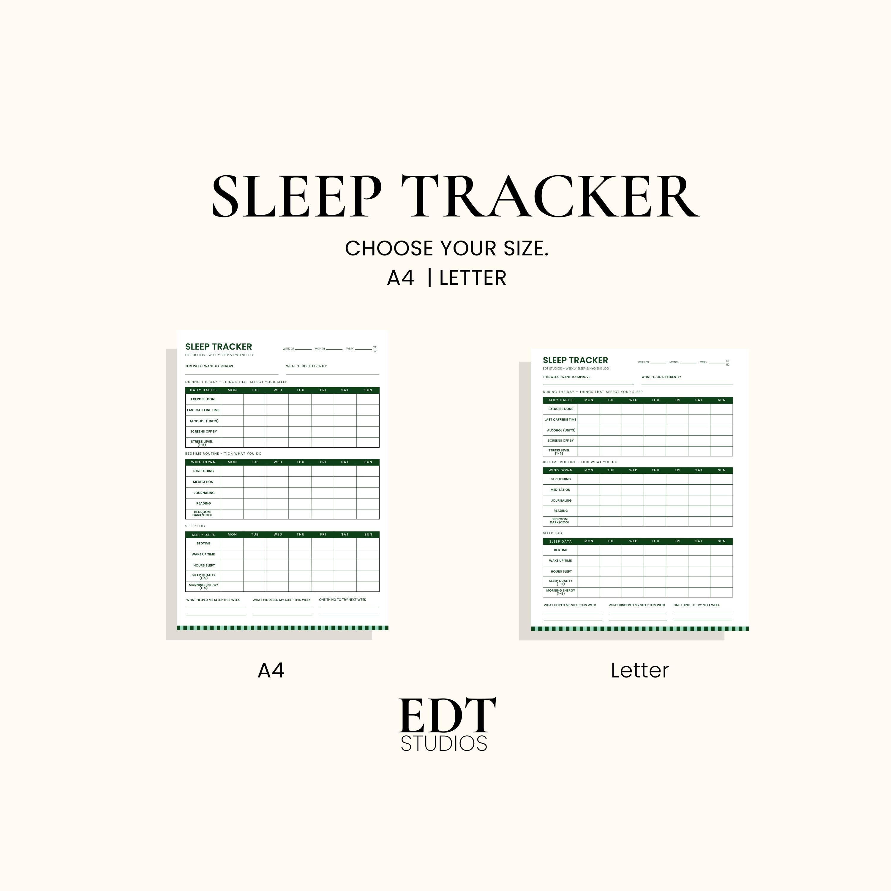 Sleep Tracker Printable | Sleep Hygiene Tracker | Weekly Sleep Log ...