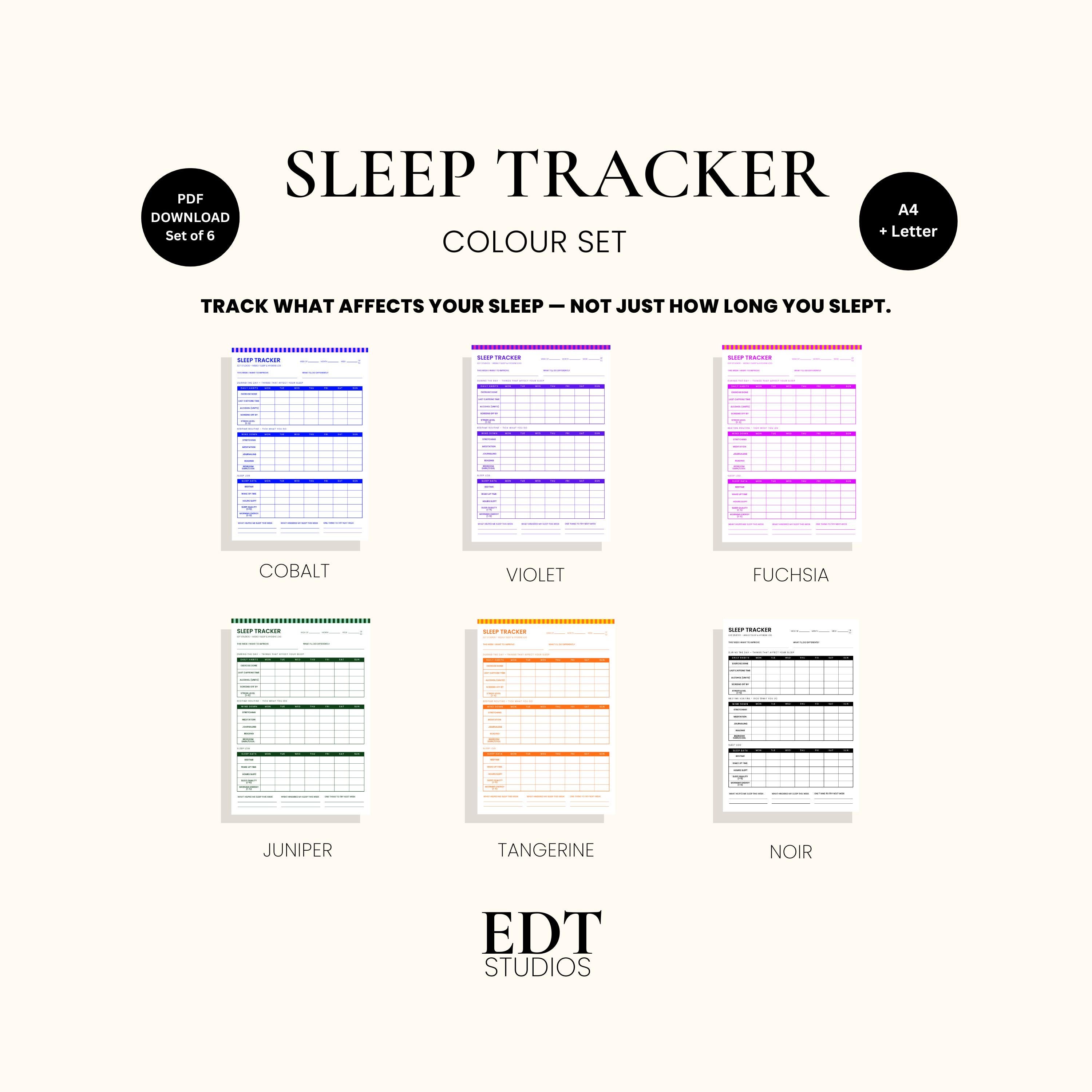 Sleep Tracker Printable | Sleep Hygiene Tracker | Weekly Sleep Log ...