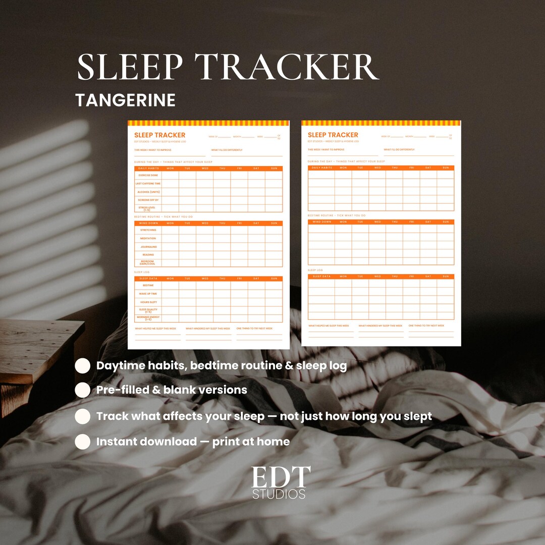 Sleep Tracker Printable | Sleep Hygiene Tracker | Weekly Sleep Log ...
