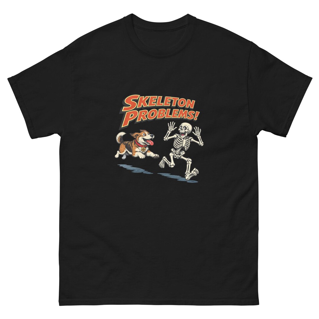 Skeleton Problems Design – Funny Skeleton Dog Chase Cartoon Graphic - Etsy